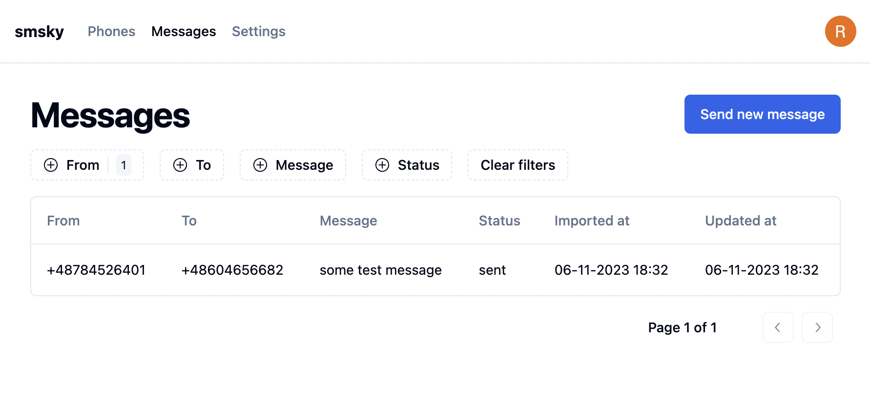 Track message statuses